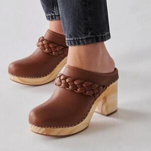 Dolce Vita Hila Braided Block Heel Leather Mule Clogs Womens 6.5 NEW